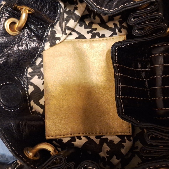 Juicy Couture Vintage Black Leather hobo hand bag EUC 13x8 - Picture 4 of 10